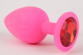 Пробка силиконовая розовая с красным кристаллом 8,2 х 3,5